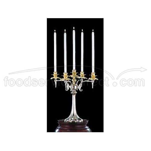 Apex Fountains Dana Bright Heavy Nickel Finish And Brass Accent Five Light Candelabra, 18 Inch Height -- 2 Per Case