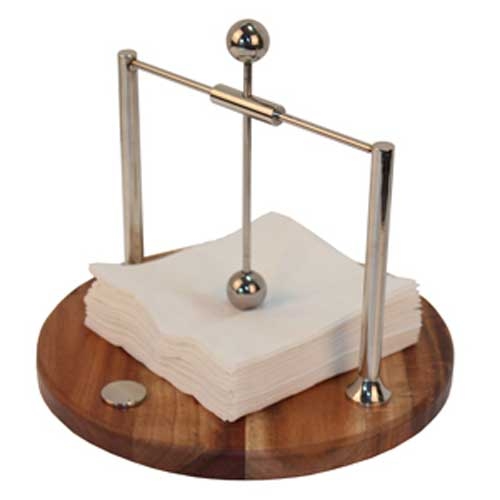 Smart Domino Napkin Holder with Self Adjusting Pendulum and Wooden Bottom, 8 x 8 x 9.5 inch.