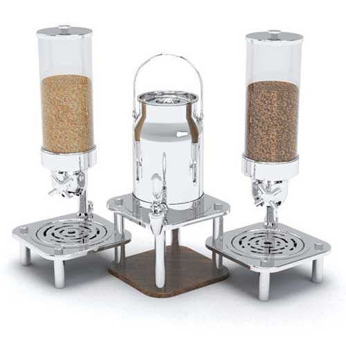 Smart Domino Double Cereal Dispensers And Milk Dispenser, 16.25 X 36.5 X 24.5 Inch