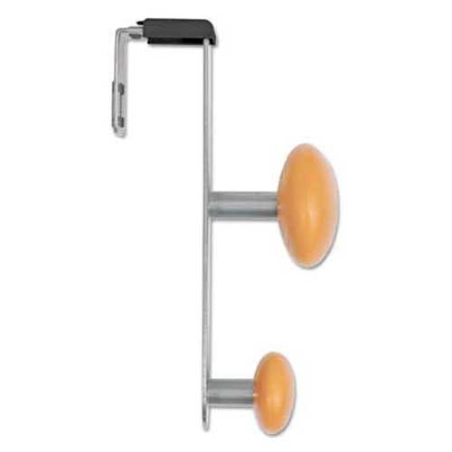 Alba Cubicle Garment Peg, 2-Hook, 1 1/5 x 1 3/8 x 7 9/10, Metallic Grey