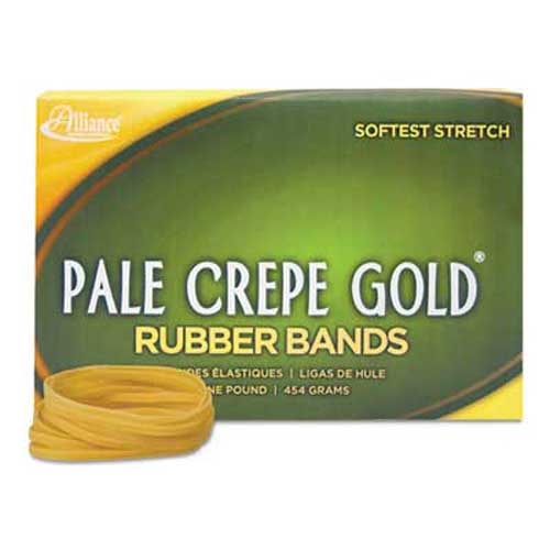 Alliance Pale Crepe Gold Rubber Bands, Sz. 33, 3-1/2 x 1/8, 1lb Box