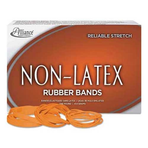 Alliance Non-Latex Rubber Bands, Sz. 117B, Orange, 7 x 1/8, 250 Bands/1lb Box