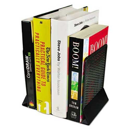 Artistic Urban Collection Punched Metal Bookends, 6 1/2 x 6 1/2 x 5 1/2, Black