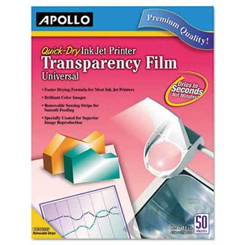 Apollo Transparency Film for Inkjet Devices, Clear, 50/Box