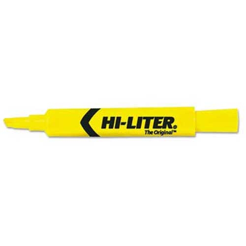 HI-LITER Desk Style Highlighter, Chisel Tip, Yellow Ink, 1 Dozen