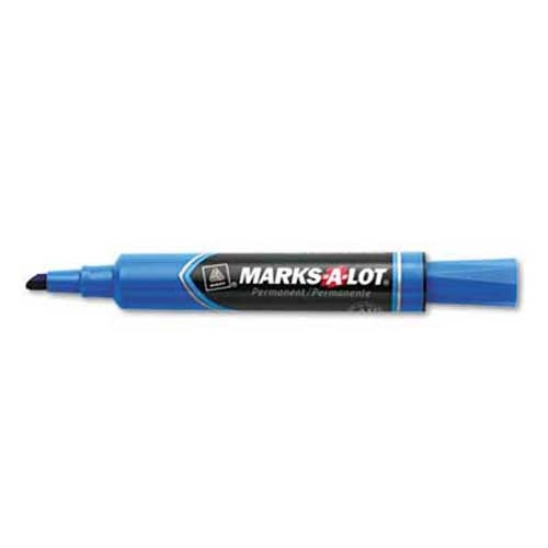 Marks-A-Lot Regular Desk Style Permanent Marker, Chisel Tip, Blue, Dozen