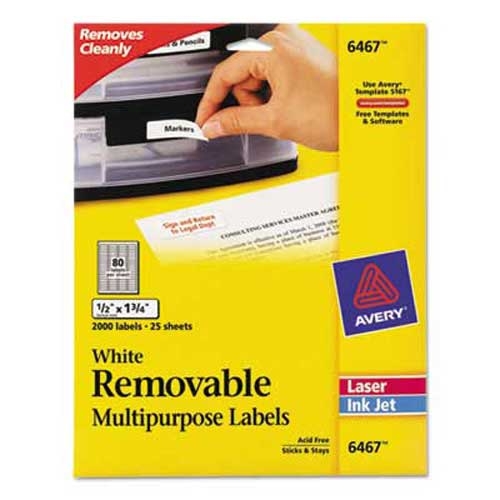 Avery Removable Multi-Use Labels, 1/2 x 1 3/4, White, 2000/Pack