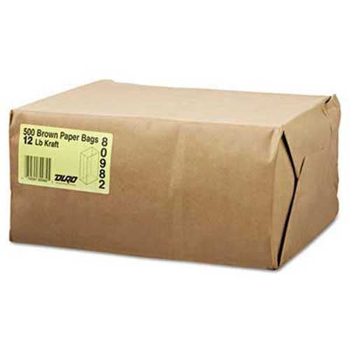 General 12# Paper Bag, 40lb Kraft, Brown, 7 1/16 x 4 1/2 x 13 3/4, 500/Pack