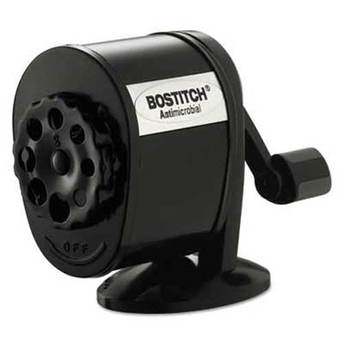 Bostitch Counter-Mount/Wall-Mount Antimicrobial Manual Pencil Sharpener, Black