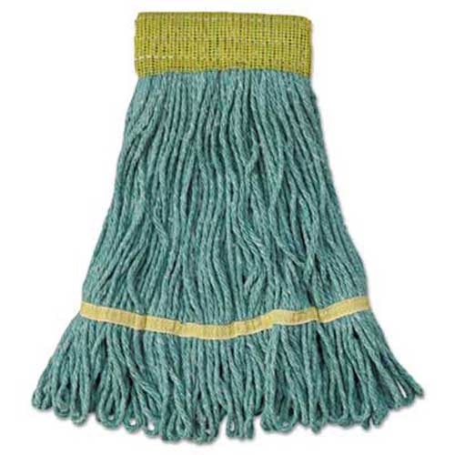 UNISAN Mop Head, Super Loop Head, Cotton/Synthetic Fiber, Small, Green, 12/Carton