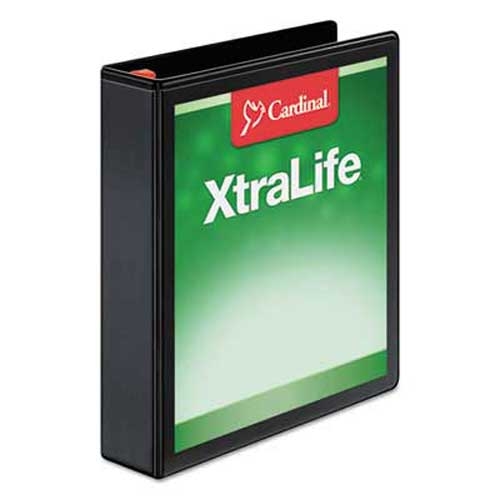 Cardinal XtraLife ClearVue Non-Stick Locking Slant-D Binder, 1.5 inch Cap, 11 x 8 1/2, Black