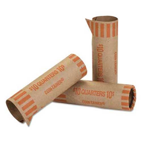 Coin-Tainer Preformed Tubular Coin Wrappers, Quarters, $10, 1000 Wrappers/Box