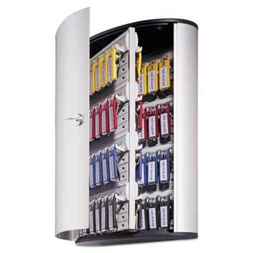 Durable Locking Key Cabinet, 72-Key, Brushed Aluminum, 11 3/4 x 4 5/8 x 15 3/4