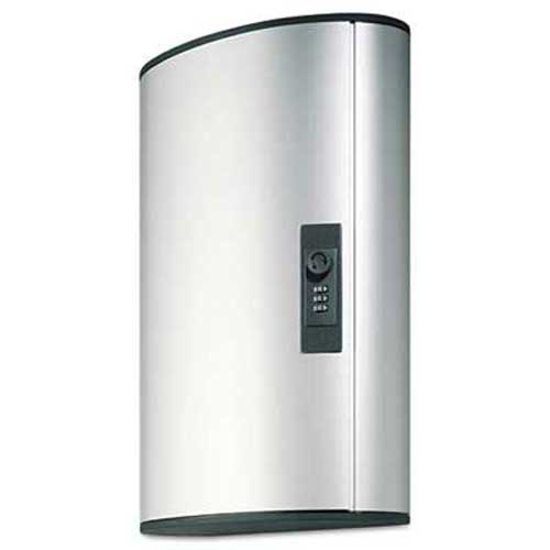 Durable Locking Key Cabinet, 36-Key, Brushed Aluminum, Silver, 11 3/4 x 4 5/8 x 11