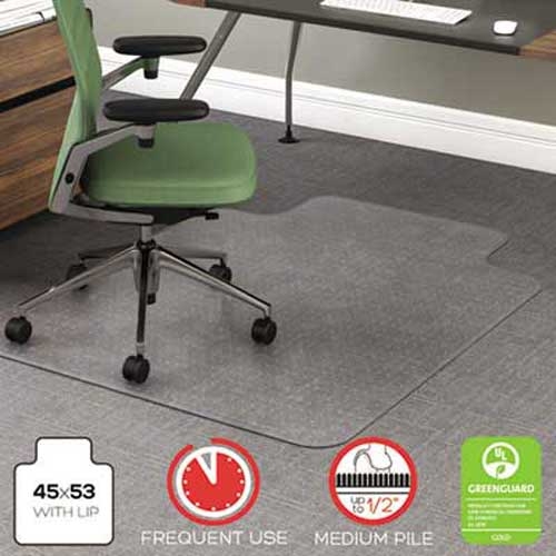 deflecto RollaMat Frequent Use Chair Mat for Medium Pile Carpet, 36 x 48 w/Lip, Clear