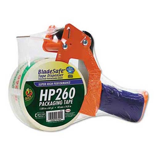 Duck Bladesafe Bladesafe Antimicrobial Tape Gun w/Tape, 3 inch Core, Metal/Plastic, Orange