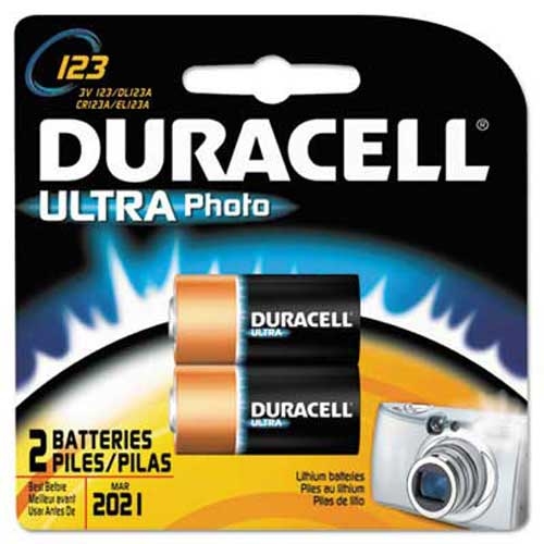 Duracell Ultra High-Power Lithium Battery, 123, 3V, 2/Pack