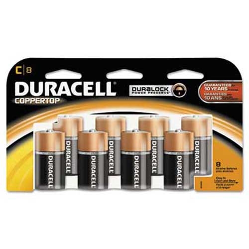 Duracell CopperTop Alkaline Batteries with Duralock Power Preserve Technology, C, 8/Pk