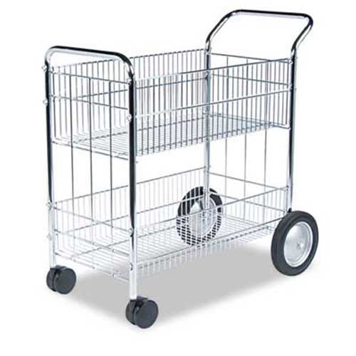 Fellowes Wire Mail Cart, 21-1/2w x 37-1/2d x 39-1/4h, Chrome