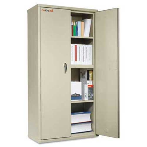 FireKing Storage Cabinet, 36w x 19-1/4d x 72h, UL Listed 350°, Parchment