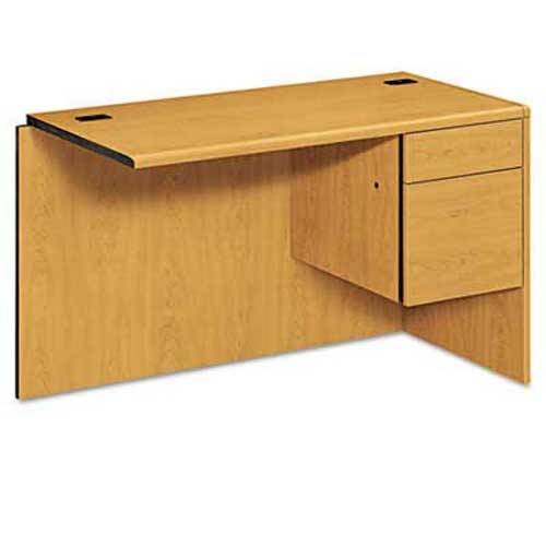HON 10700  inchL inch Workstation Return, Right 3/4 Pedestal, 48w x 24d x 29 1/2h, Harvest