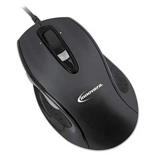 Innovera Full-Size Wired Optical Mouse, USB, Black