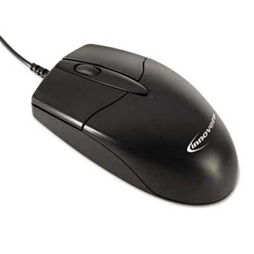 Innovera Basic Office Optical Mouse, 3 Buttons, Black, Boxed
