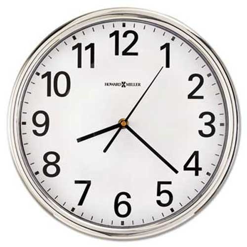 Howard Miller Hamilton Wall Clock, 12 inch, Silver, 1 AA