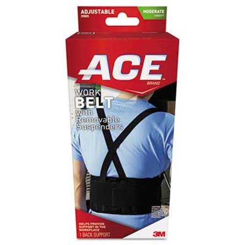 ACE Work Belt with Removable Suspenders, Fits Waists Up To 48 inch, Black