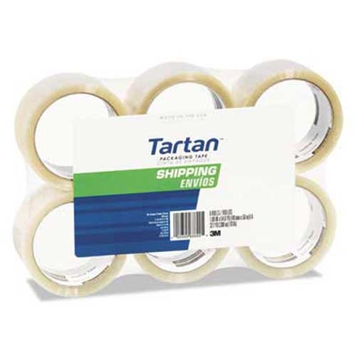 Tartan General Purpose Packing Tape, 2 inch x 55yds, 3 inch Core, Clear, 6/Pack