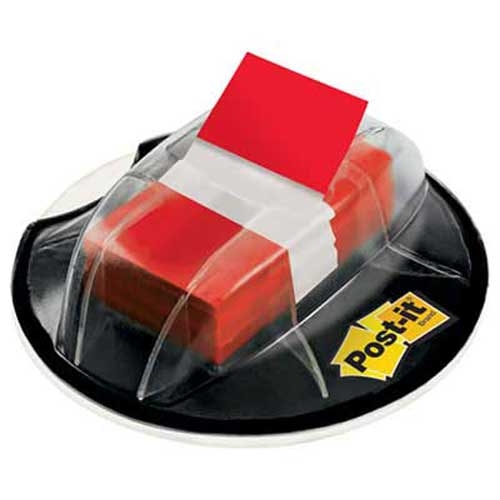 Post-it Flags Page Flags in Desk Grip Dispenser, 1 x 1 3/4, Red, 200/Dispenser