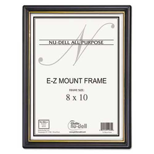 NuDell EZ Mount Document Frame/Accent, Plastic, 8 x 10, Black/Gold