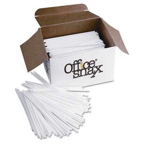 Office Snax Plastic Stir Sticks, 5 inch, Plastic, White, 1000/Box