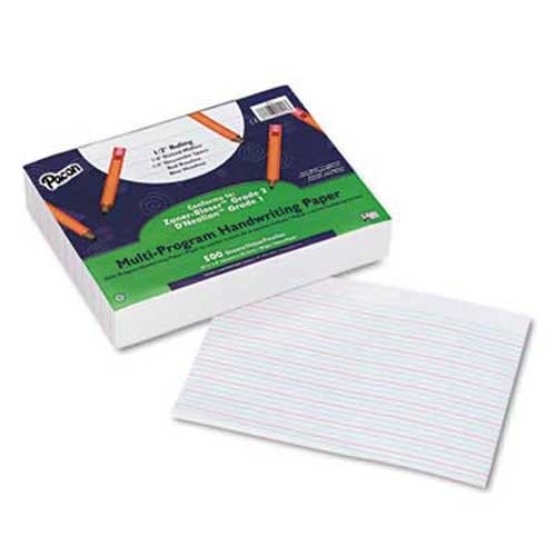 Pacon Multi-Program Handwriting Paper, 1/2 inch Long Rule, 10-1/2 x 8, White, 500 Shts/Pk
