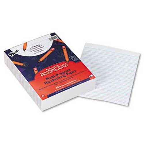 Pacon Multi-Program Handwriting Paper, 1/2 inch Short Rule, 10-1/2 x 8, White, 500 Shts/Pk