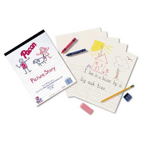 Pacon Multi-Program Picture Story Paper, 5/8 inch Long Rule, 12 x 9, White, 500 Sheets/Pk