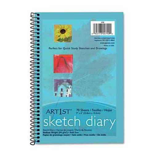 Pacon Art1st Sketch Diary, 9 inch x 6 inch, White, 70 Sheets