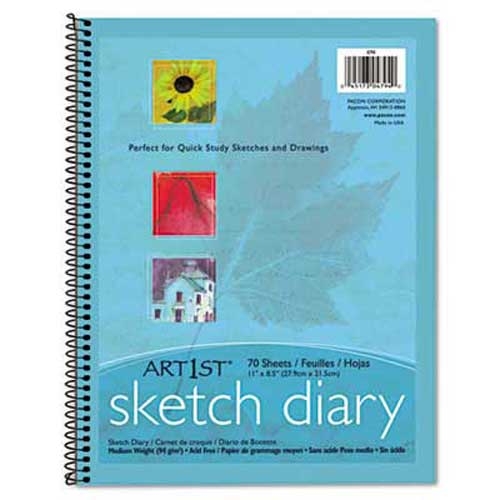 Pacon Art1st Sketch Diary, 8-1/2 inch X 11 inch, 60 lb, 70 Sheets, White