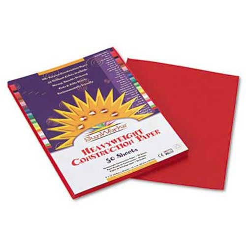SunWorks Construction Paper, 58 lbs., 9 x 12, Red, 50 Sheets/Pack