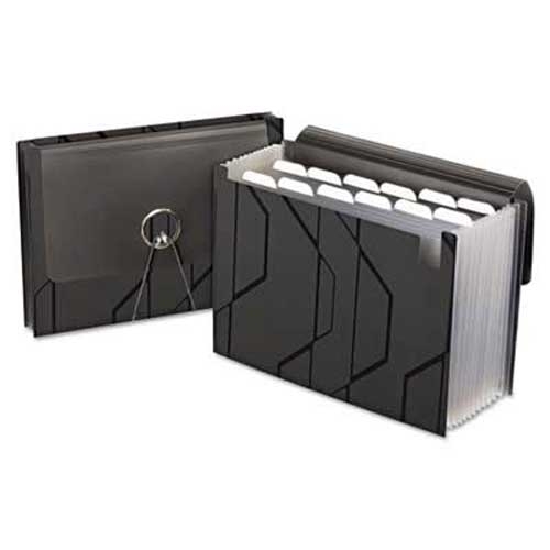 Pendaflex Sliding Cover Expanding File, 13 Pockets, 1/6 Tab, Letter, Black
