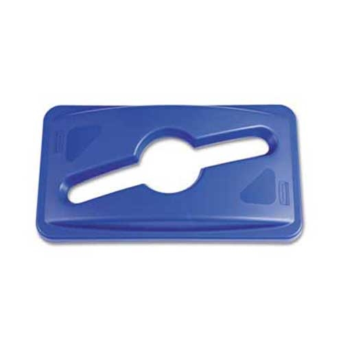 Rubbermaid Commercial Slim Jim Single Stream Recycling Top for Slim Jim Containers, Blue