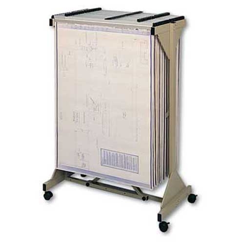 Safco Mobile Plan Center Sheet Rack, 18 Hanging Clamps, 43 3/4 x 20 1/2 x 51, Sand