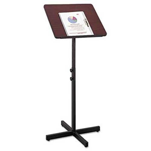 Safco Adjustable Speaker Stand, 21w x 21d x 29-1/2h to 46h, Mahogany/Black