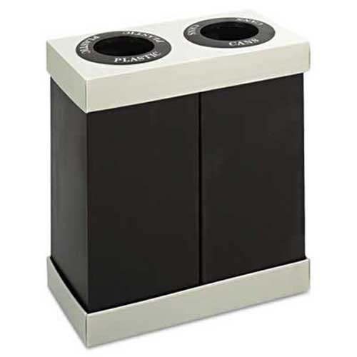 Safco At-Your-Disposal Recycling Center, Polyethylene, Two 28gal Bins, Black
