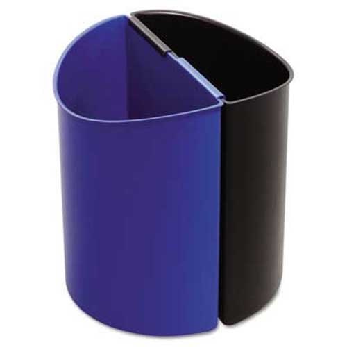 Safco Desk-Side Recycling Receptacle, 3gal, Black and Blue