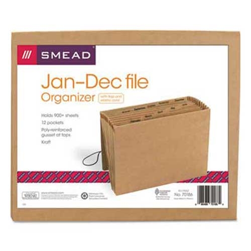Smead Jan-Dec Indexed Expanding Files, 12 Pockets, Letter, Kraft