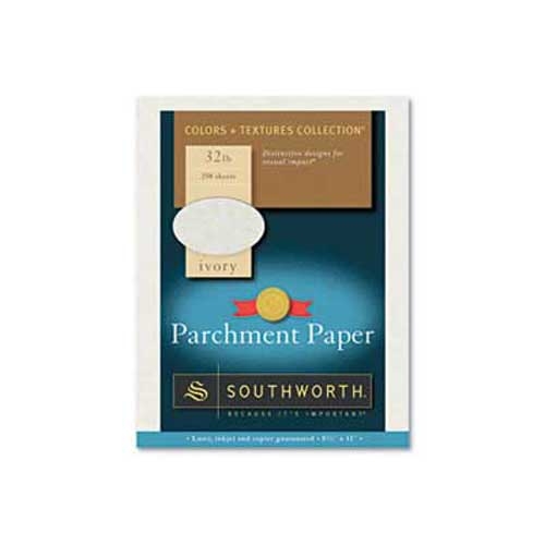 Southworth Parchment Specialty Paper, Ivory, 32 lbs., 8-1/2 x 11, 250/Box