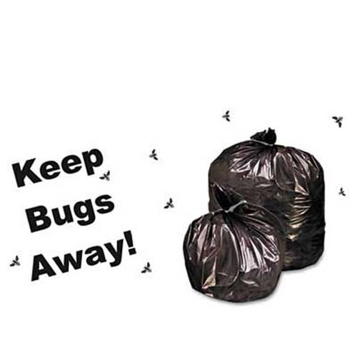 Stout Insect-Repellent Trash Garbage Bags, 55gal, 2mil, 37 x 52, Blk, 65/Box