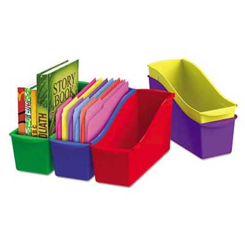 Storex Interlocking Book Bins, 4 3/4 x 12 5/8 x 7, 5 Color Set, Plastic