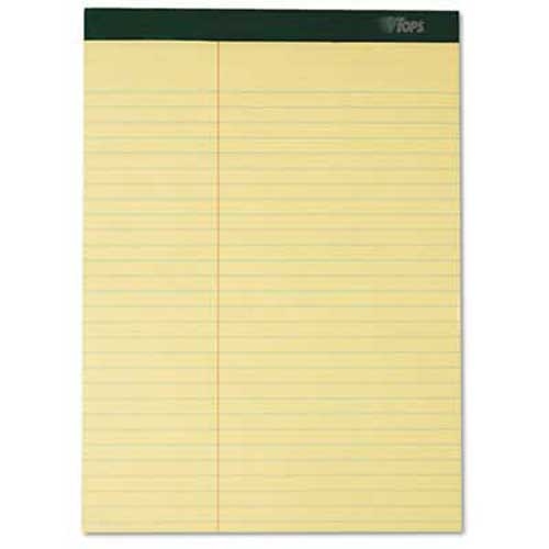TOPS Double Docket Ruled Pads, 8 1/2 x 11 3/4, Canary, 100 Sheets, 6 Pads/Pack